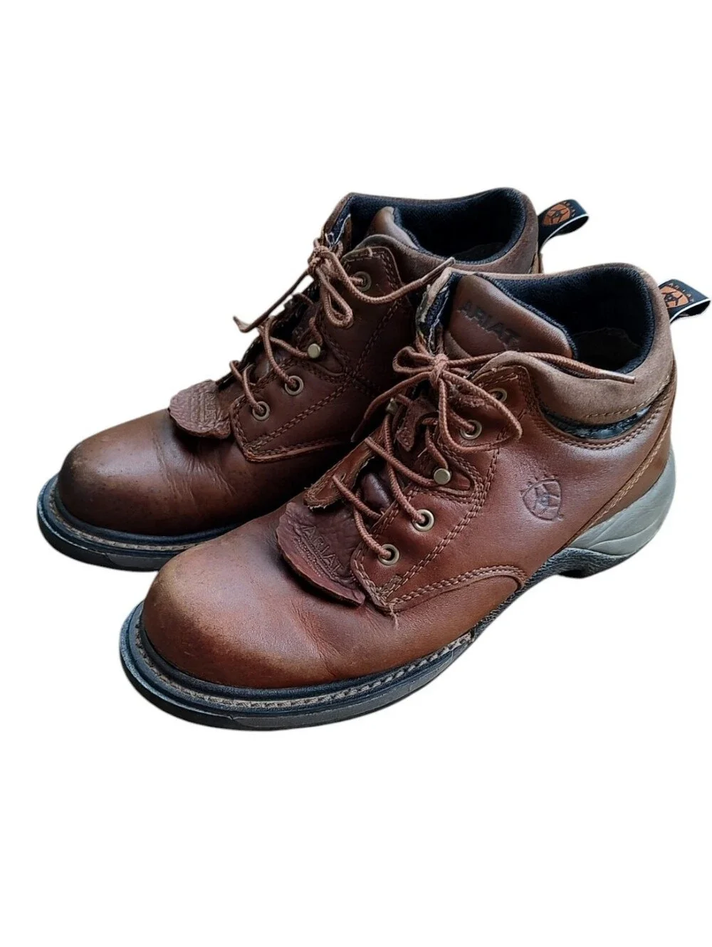 Ariat Brown Leather Lace-Up Ankle Work Boots